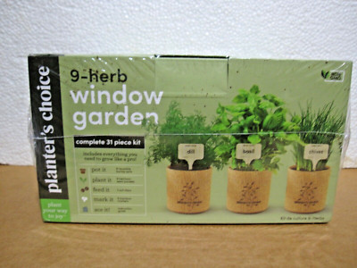 9 Herb Window Garden=Indoor Herb Growing Kit=Kitchen Windowsill Starter Kit