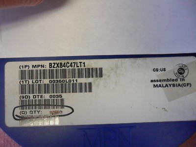 BZX84C47LT1 47V 300mW DIODE ZENER AUTOMOTIVE  3-PIN SOT-23 ONSEMI (100 PER LOT)