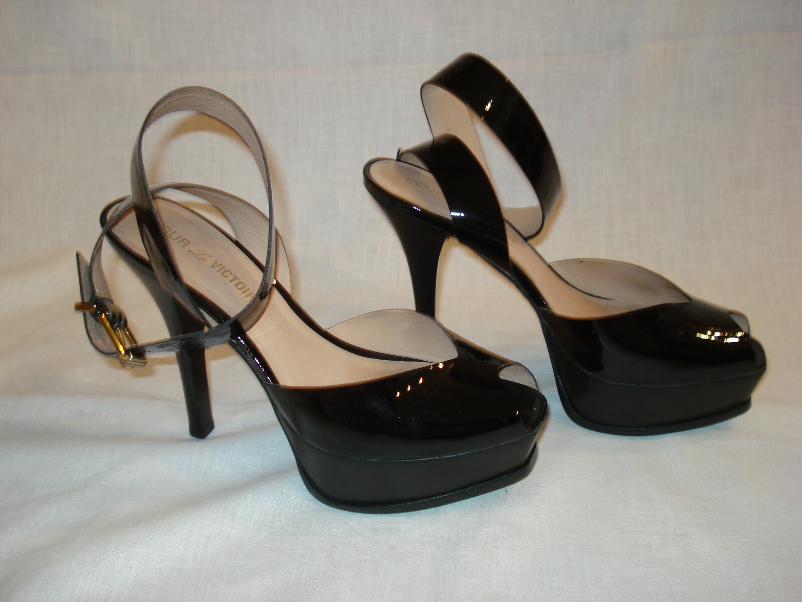 STRIPPER HEELS POLE DANCER BLACK PATENT 