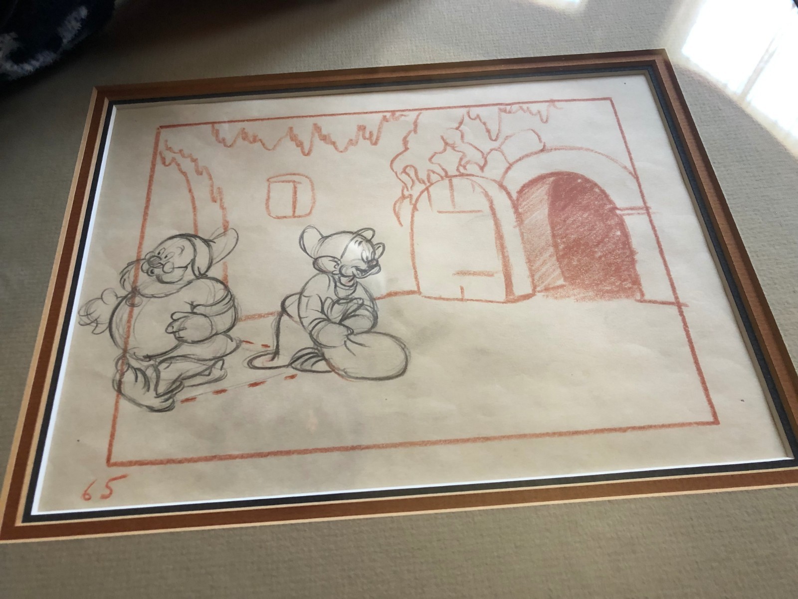 Original pencil Storyboard drawing DOPEY Snow White & 7 Dwarfs COA 1937 DISNEY