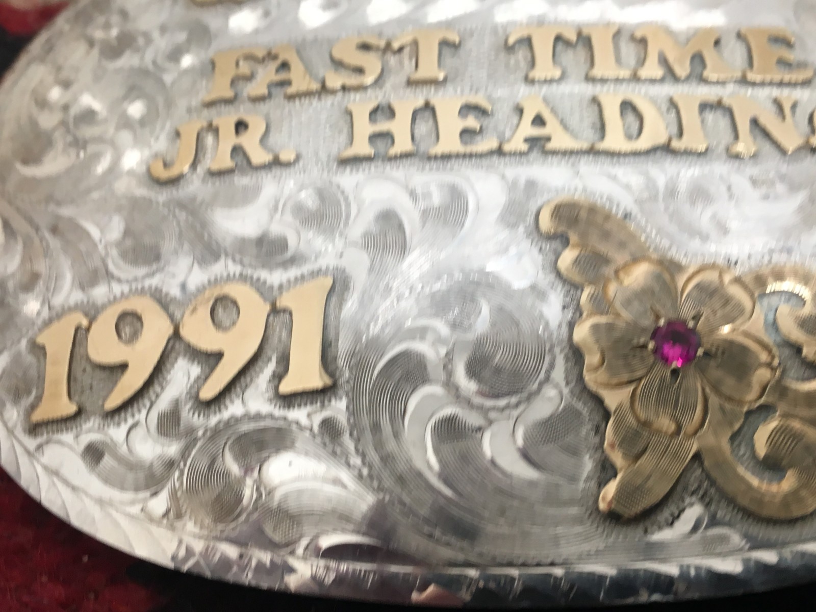 BLUE RIBBON ROPING TROPHY BUCKLE STERLING