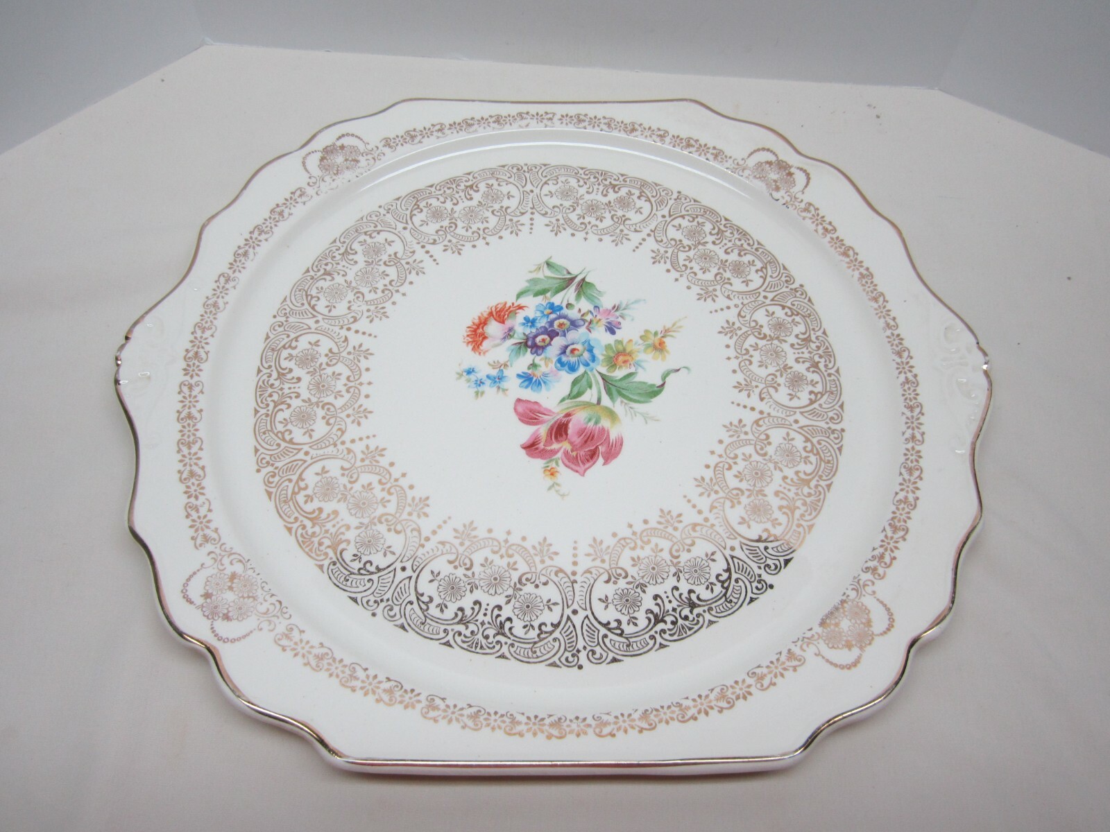 ＊ANNA＊Antique cake plate・* ② Vintage 1930's Queen Anne Union Made Warranted 22K Gold