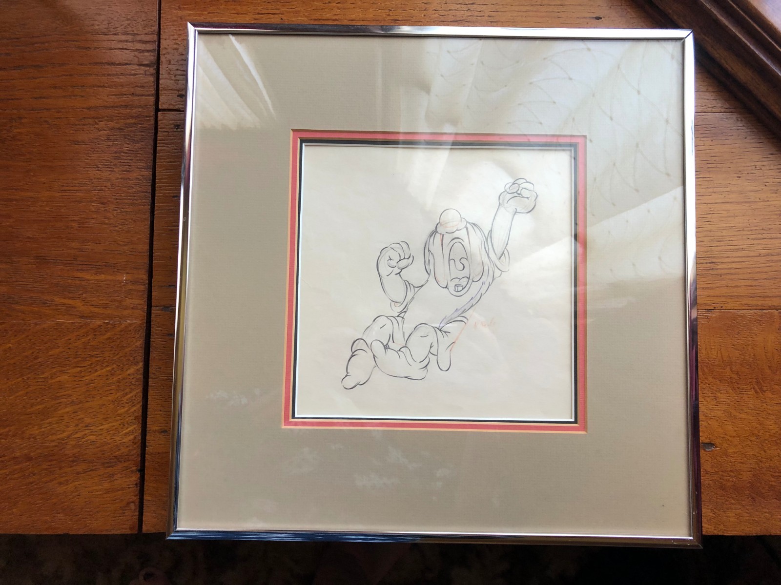 Original pencil animation drawing SLEEPY. Snow White & 7 Dwarfs COA 1937 DISNEY