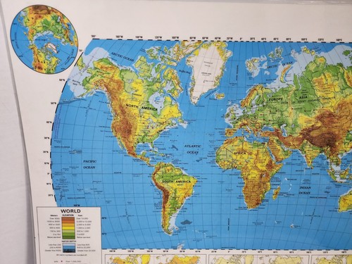 Vtg Mapping World History World NYSTROM Double Side Map