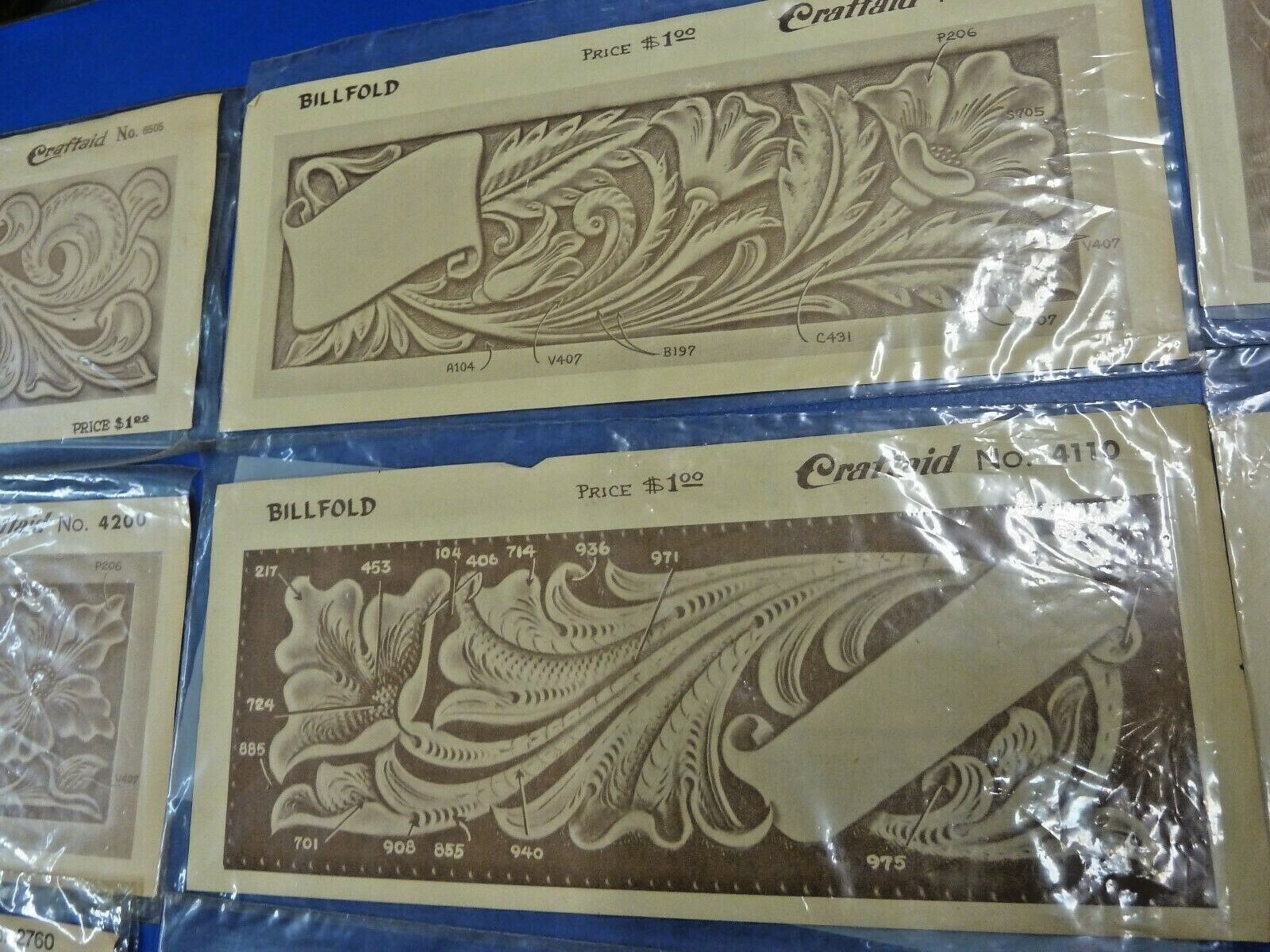 VINTAGE NOS LOT 13 CRAFTAID Tooling Patterns for BILLFOLDS HUNTER HORSE ECT