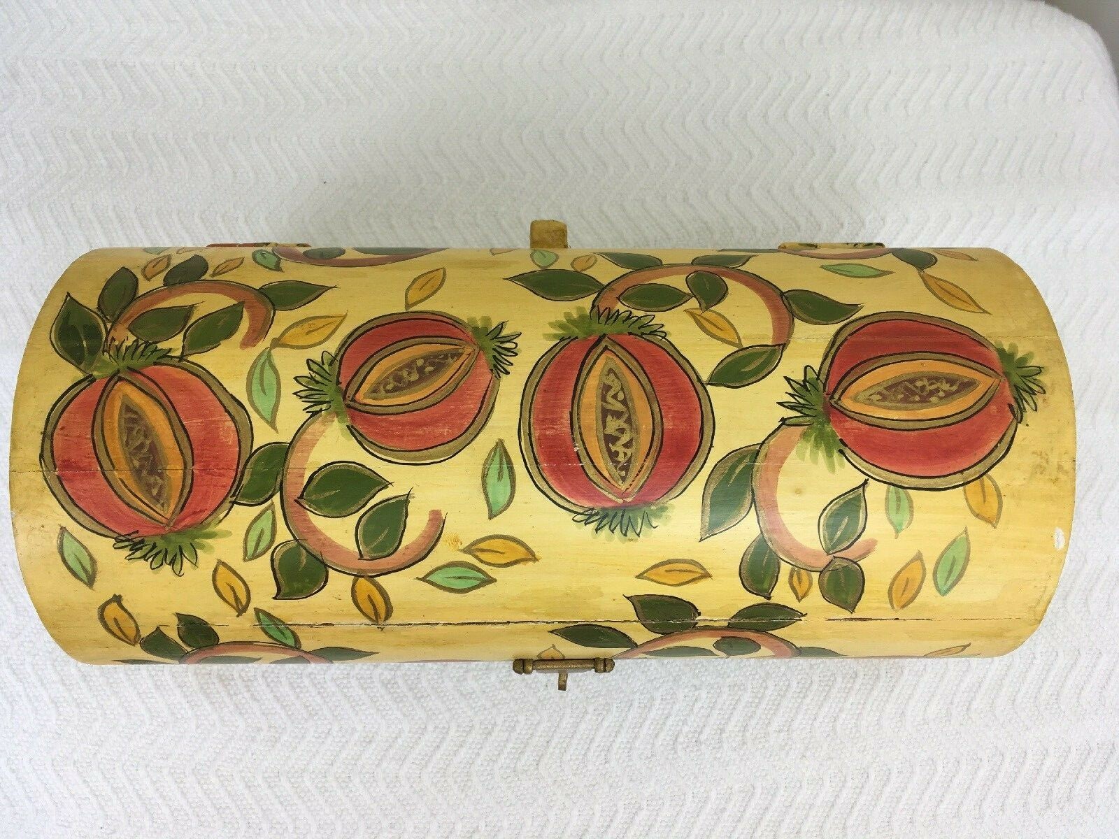 Vintage Hand Painted Floral Design Brass Accent Wooden Chest FORESIDE