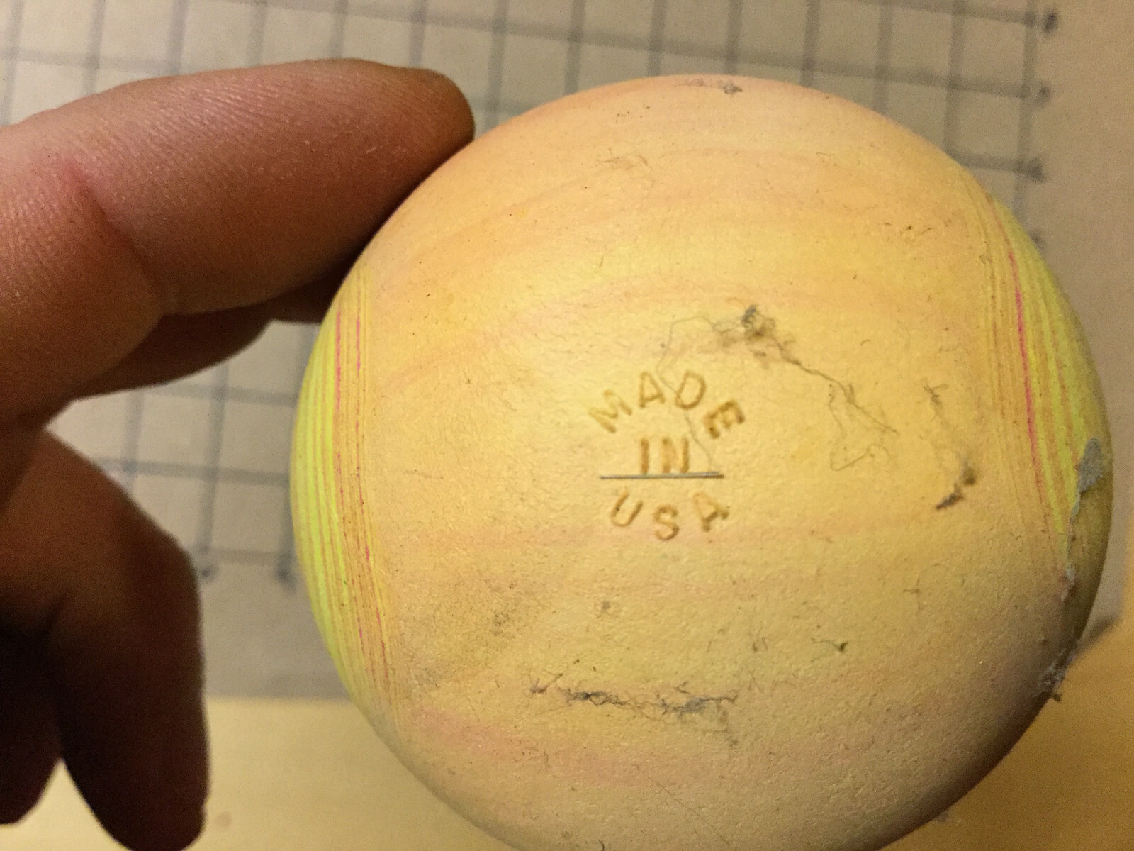 vintage BALL -- UNMARKED but for MADE IN USA, swirled #1