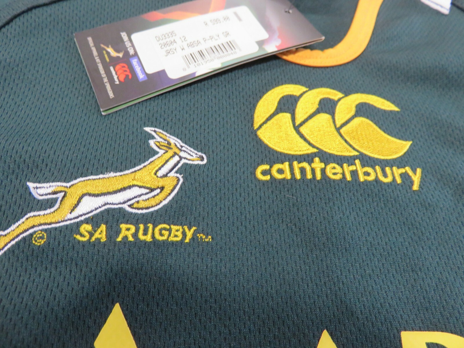 NWT Canterbury Green & Yellow South Africa Springboks Rugby Polo Youth Size 12