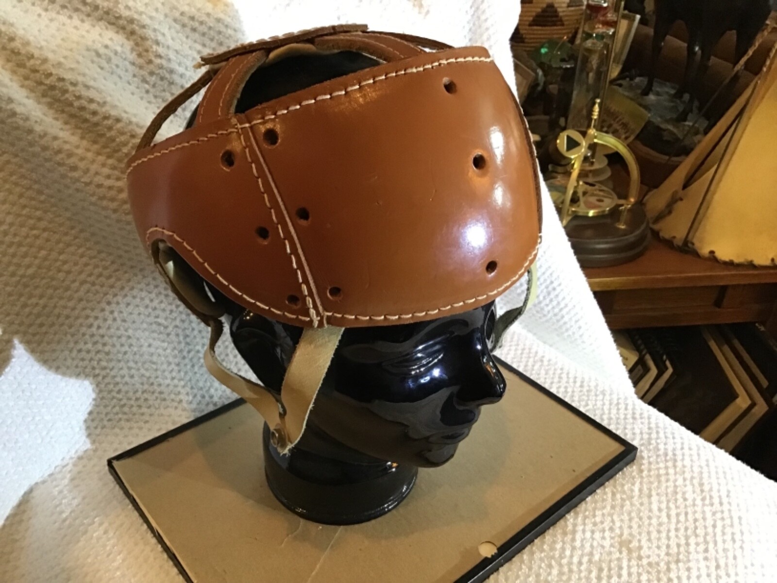 Antique Vtg Rare Hockey-Football Helmet Excellent Leather early 6 spoke