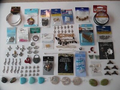 HUGE LOT Swarovski Lampwork Glass Beads, Pendants, Wire Findings- Jewelry Making