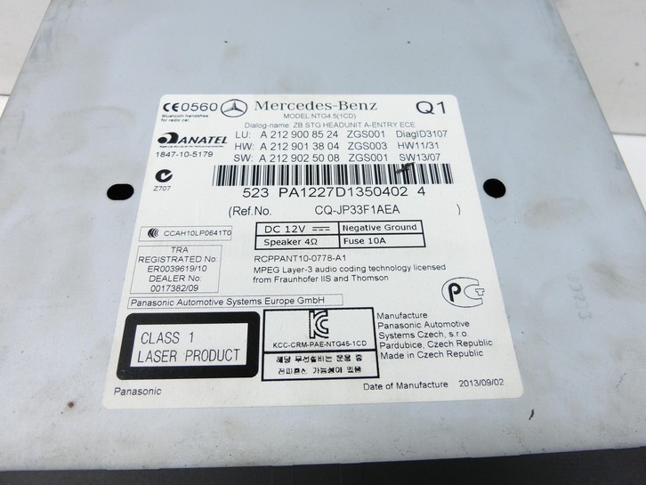Mercedes E250 W212 13-16 Navigationssystem Navi Anatel NTG 4.5 1CD Command APS Mercedes E250 W212 13-16 17.09.2013... Bild 3