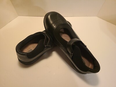 NWOB DREW ROSE MARY JANE 11.5 WW BLACK LEATHER THERAPEUTIC DIABETIC PAD 14375-99