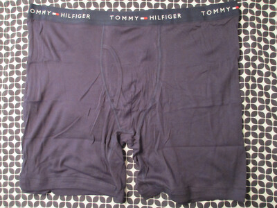 New Tommy Hilfiger Men's Classic Boxer Brief-Dark Waist Band -Medium - Navy Blue