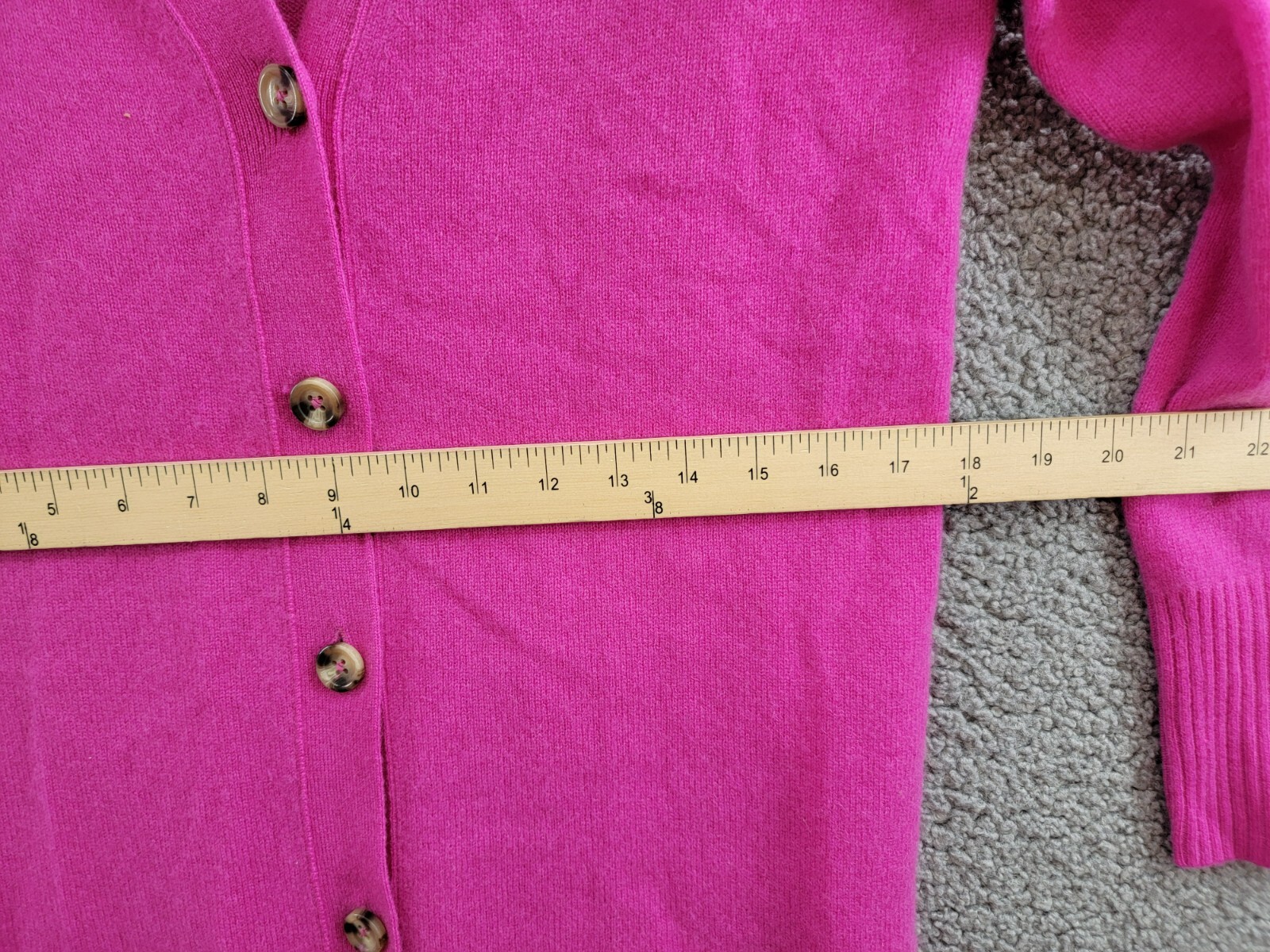 C by Bloomingdale's Cashmere Grandfather Cardigan Women's M Cherry Blossom L/S - Picture 6 of 16