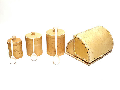Wood Birch Bark Vessel Storage Set Storage Jar Container Organikprodukt