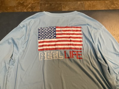 Reel Life Men s XXL Light Blue Long Sleeve Pullover Sun Defender Shirt NWT