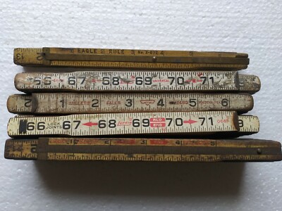 Vintage LUFKIN MILLERS FALLS 1460 EAGLE x-672 Wood Brass Folding Rule lot