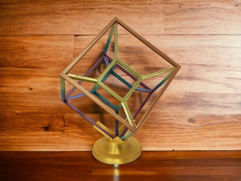 Tesseract Hypercube 3D Printed 4th Dimension Sculpture Model Pick Size