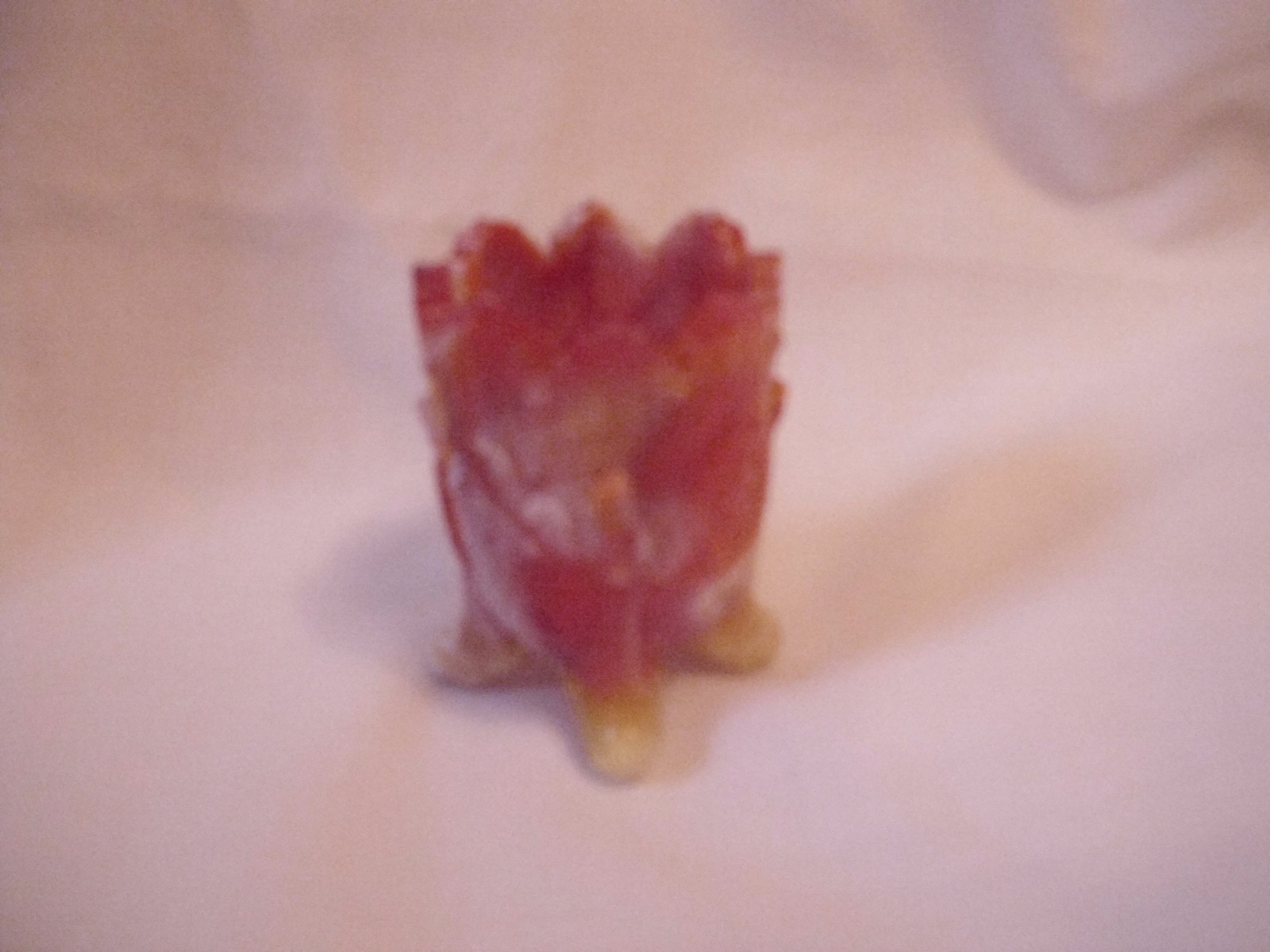 Inverted Fan and Feather Orange Slag Toothpick Holder