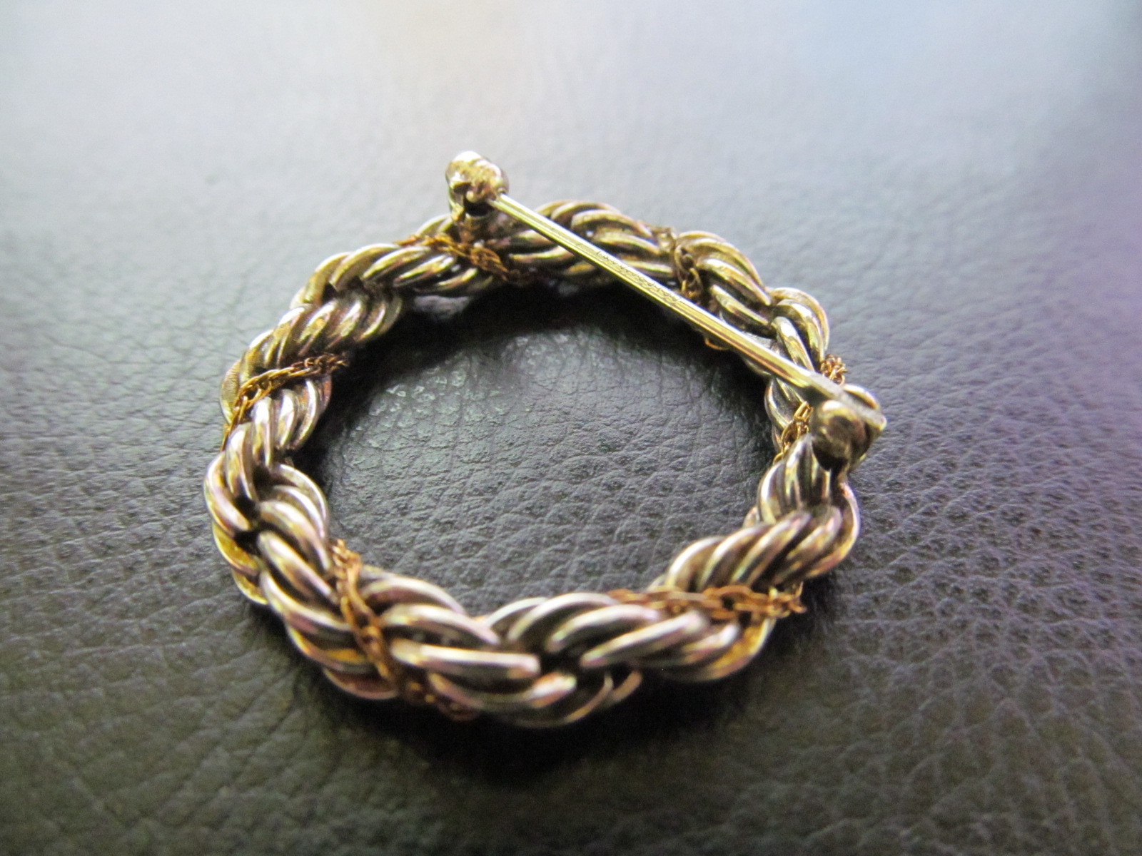 Tiffany Sterling Silver + 18K Gold Circle Rope Brooch Pin .925 .750
