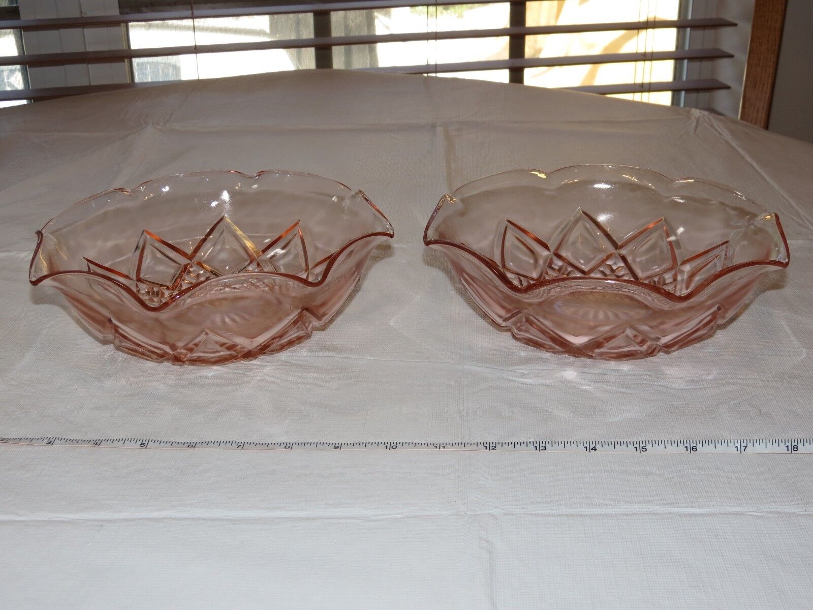 Vintage Lot of 2 Circa 1929 Pink Glass Scalloped Serving Bowl ...