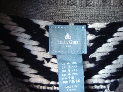 New Baby Gap Fair Isle Mockneck Sweater Grey Size 4T