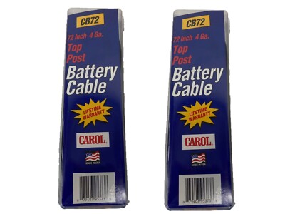 BATTERY CABLE (2 PACK) 4 GA Black 72'' 2 PACK Top Post Universal  USA