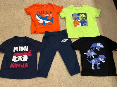 boys lot of 4 shirts and 1 pant size 12-18 month. multi brands.