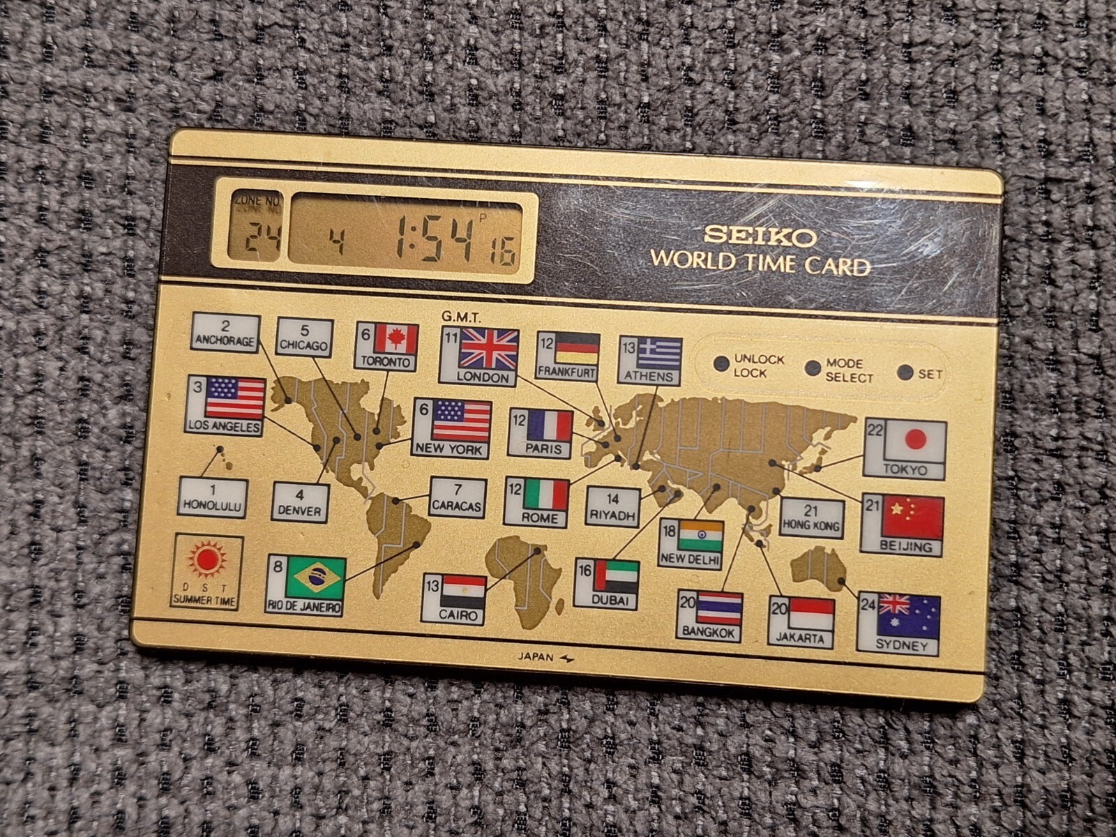 SEIKO ワールドタイムカード（EK450J YJ30-4001） VINTAGE SEIKO WORLD TIME CARD YJ30-4001 FOR PARTS OR REPAIR