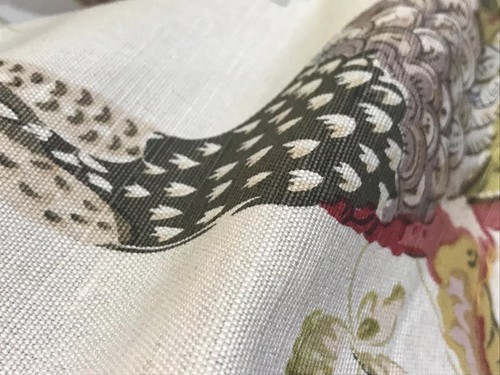 Bennison Chinese Pheasant Fabric 4 Yds 1997 Made In England Linen