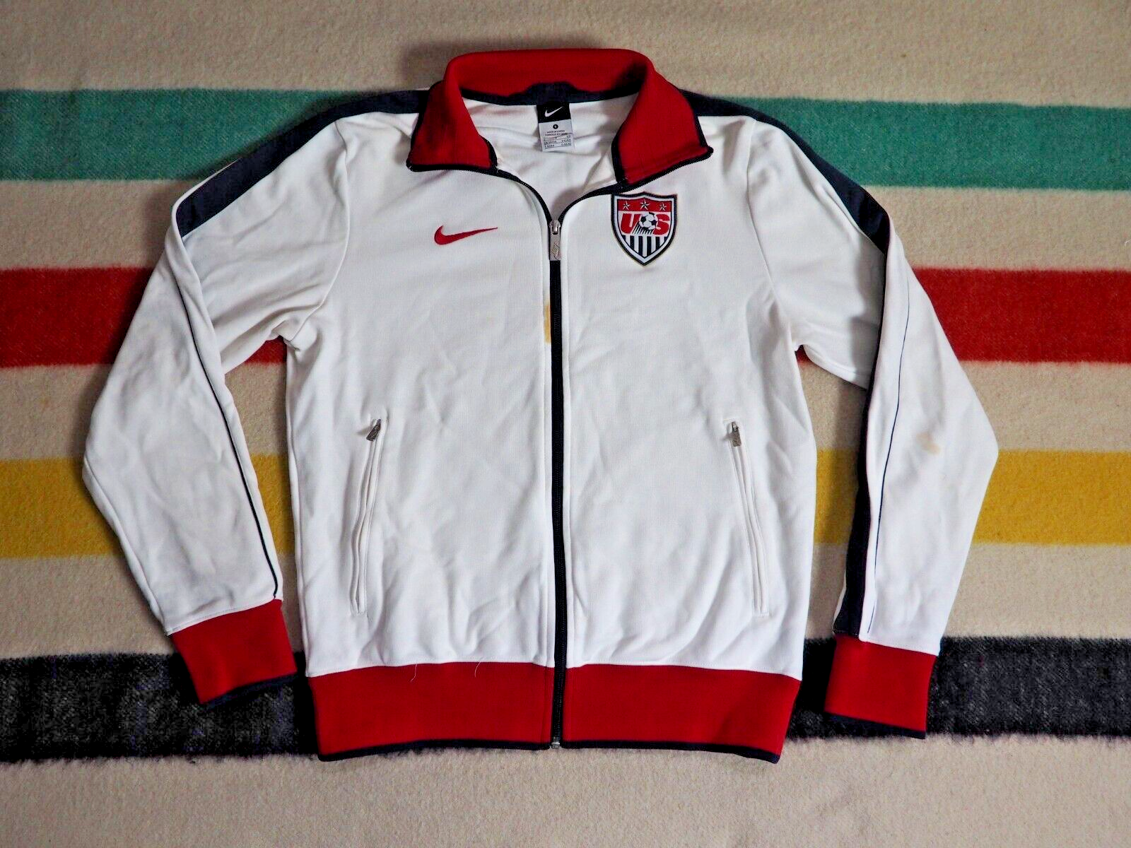 ナイキ トラックジャケット S USA フェンシング NIKE Soccer Team USA White Red Logo Full Zip Athletic Track