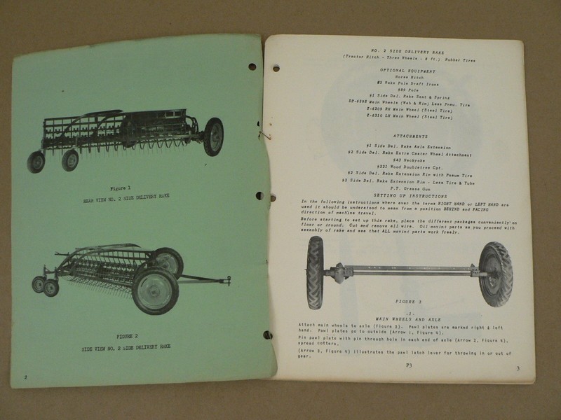 Oliver Tractors No 2 Side Delivery Rake Owners Manual Set Up Instructions 1960