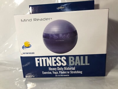 Mind Reader Heavy Duty Fitness Ball | Foot Pump Included  Exercise-Purple-
