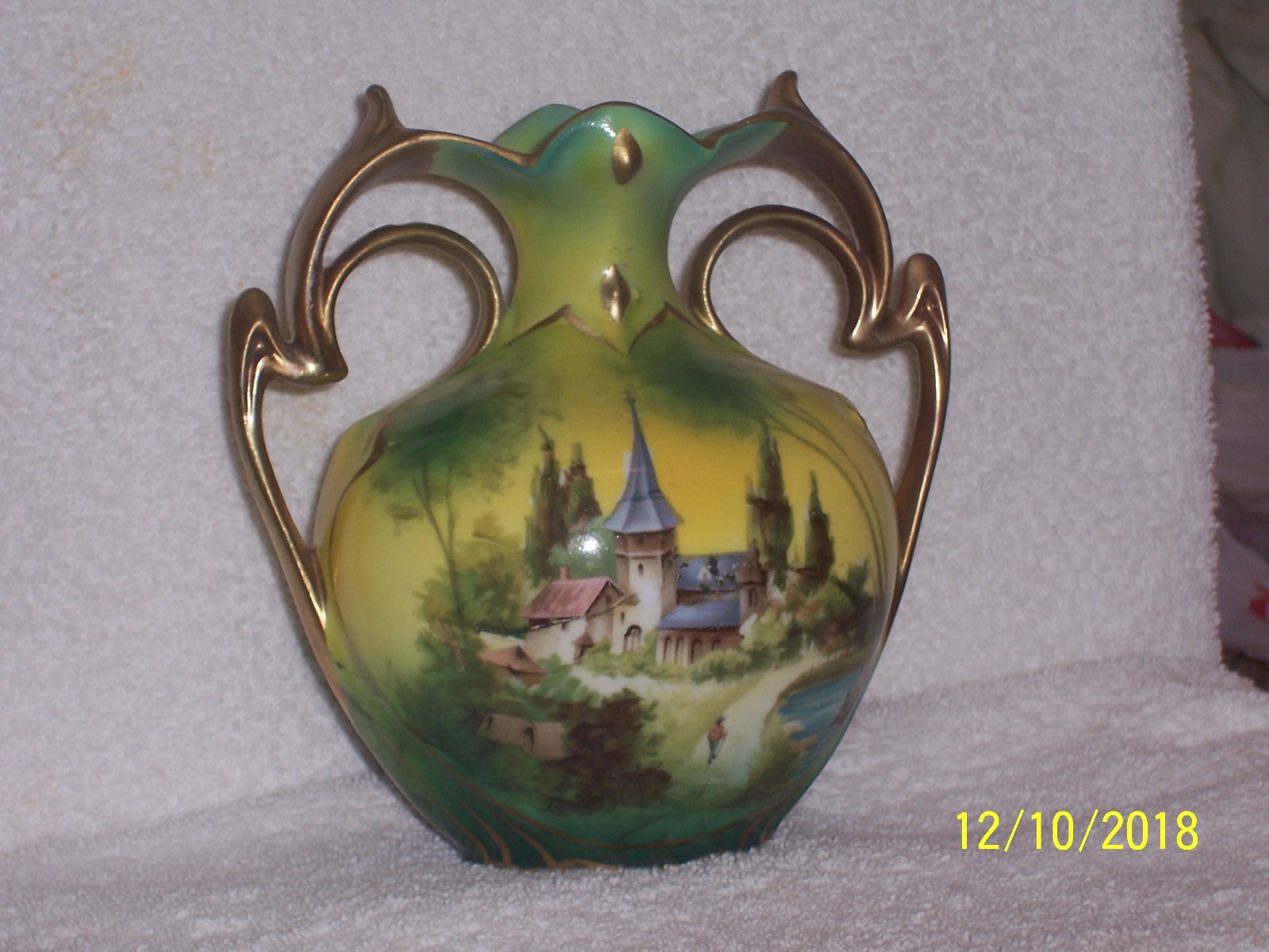 Royal Vienna Germany Castle Scene Vase