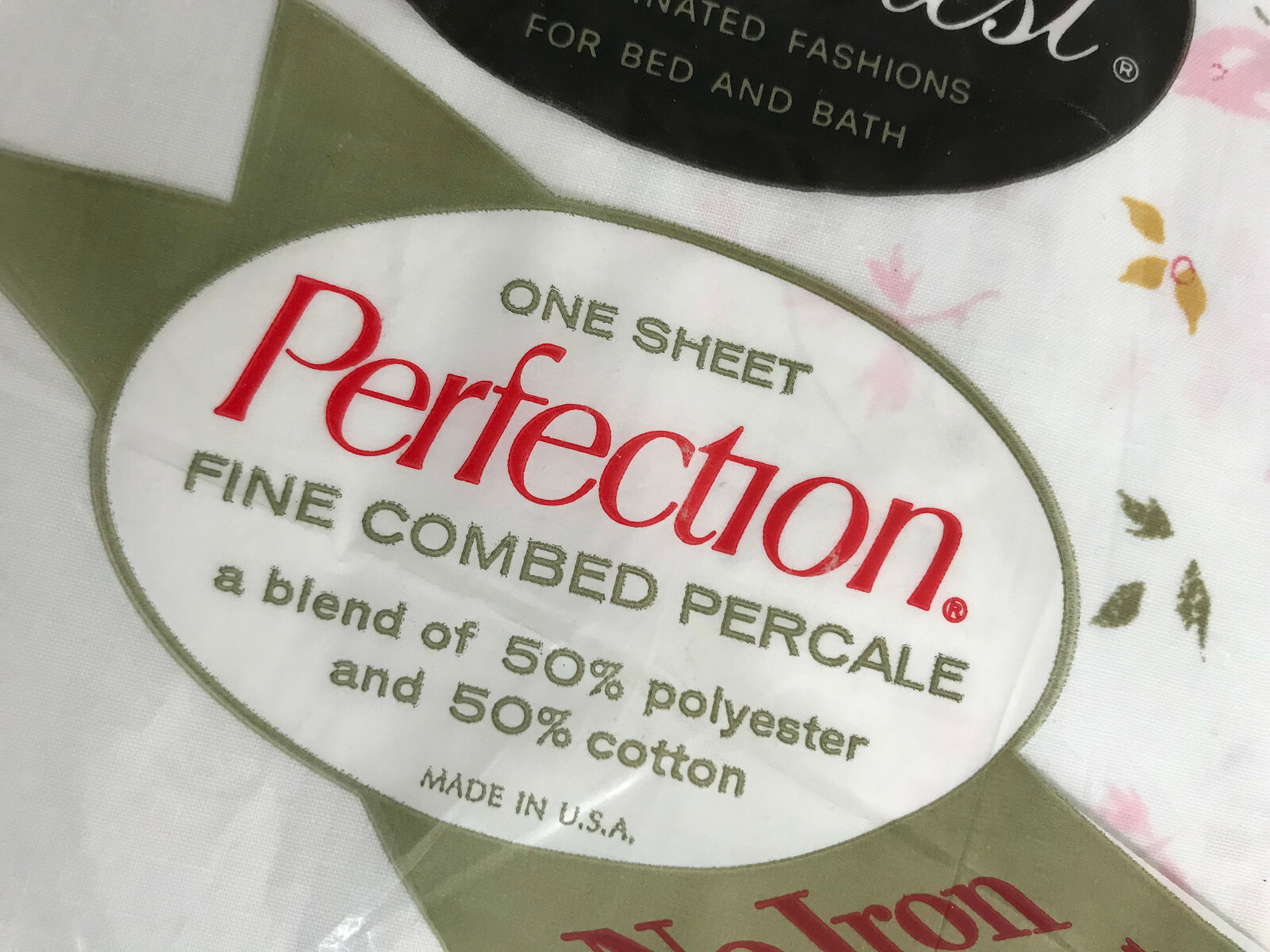 Vtg Fieldcrest Full Flat Sheet Perfection 50/50 81x104 NIP Pink Roses Floral