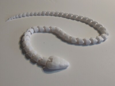 Freshly 3D Printed White Articulated Snake 24''