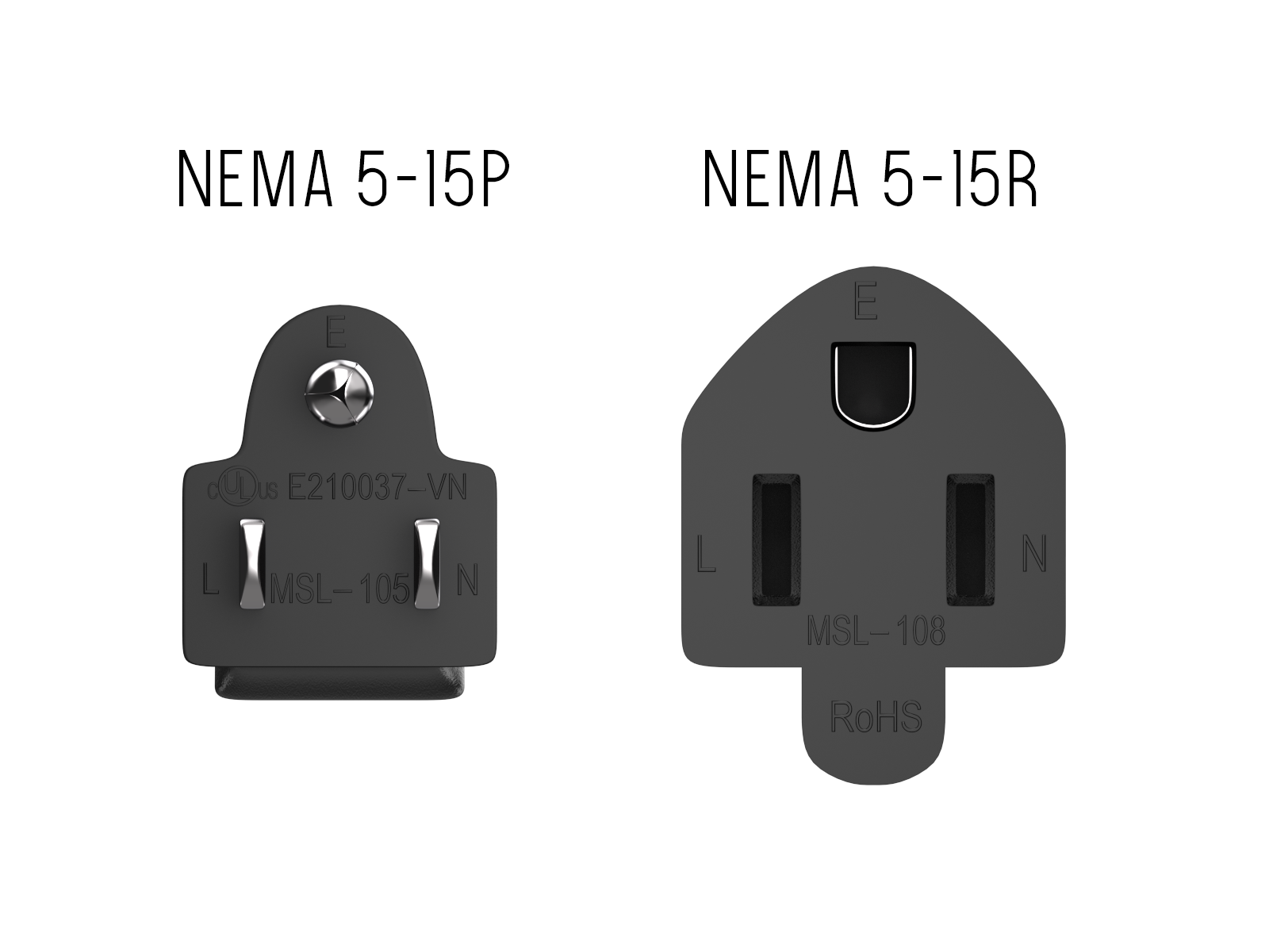 2 ft 16 AWG AC Outlet Extension Power Cord, NEMA 5-15P to NEMA 5-15R