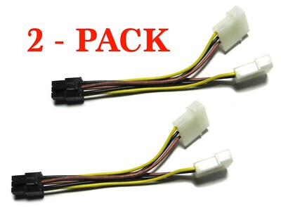 2 pack, 6 Pin PCI Express Power Adapter Cable - Dual Molex to 6-pin PCIe 5''