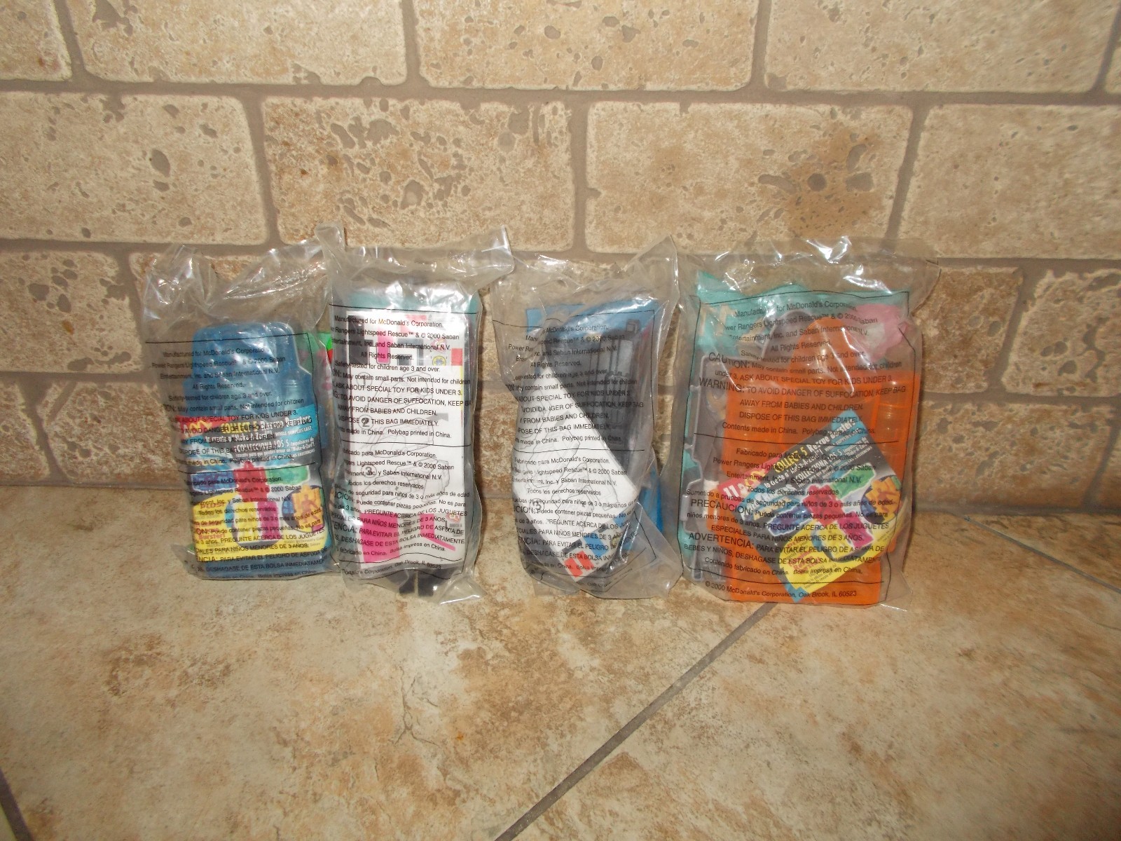 Lot of 4 McDonald's Happy Meal Power Rangers, 2000, New