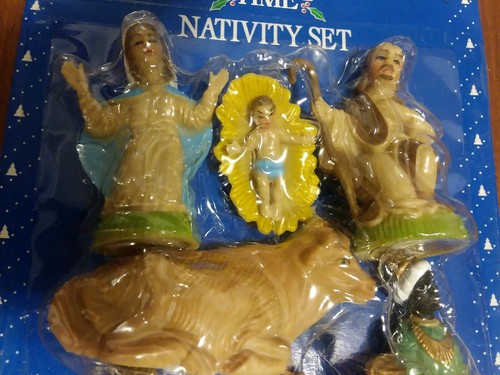 Miniature Nativity Set 8-pc Scene Plastic Jesus Mary Joseph Wise Men
