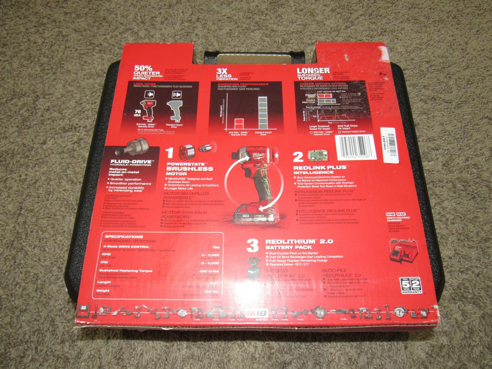 NEW Milwaukee 2760-22CT M18 FUEL SURGE 1/4