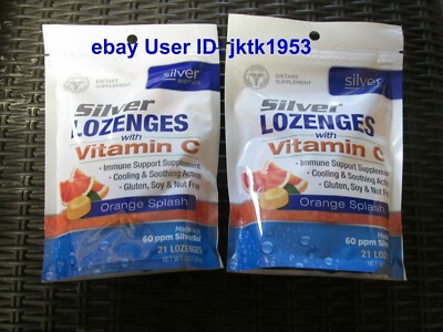  Silver Lozenges 60 PPM SilverSol Orange Splash Vitamin C IMMUNE SUPPORT 2 PACK