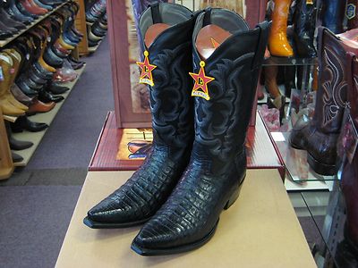 Pre-owned Los Altos Boots Los Altos Women Black Genuine Snip Toe Crocodile Western Cowboy Boot (m) L341977