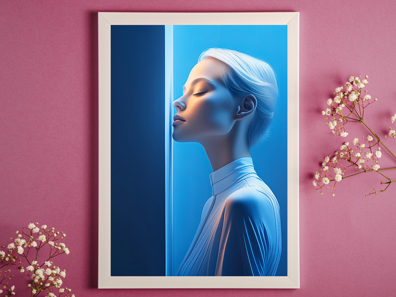 Woman Portrait, Minimalism, Digital AI Art, Wall, Poster Print, Instant Download