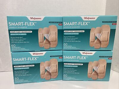 240-Smart-Flex Flexible Fabric Adhesive Bandages 24hr Bandaids Assorted Sizes