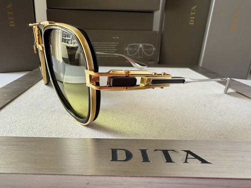 Pre-owned Dita Grand Decade Dts460-a-01 Yellow Gold Yellow Grey Lens Sunglasses Authentic In Grey To Yellow Gradient