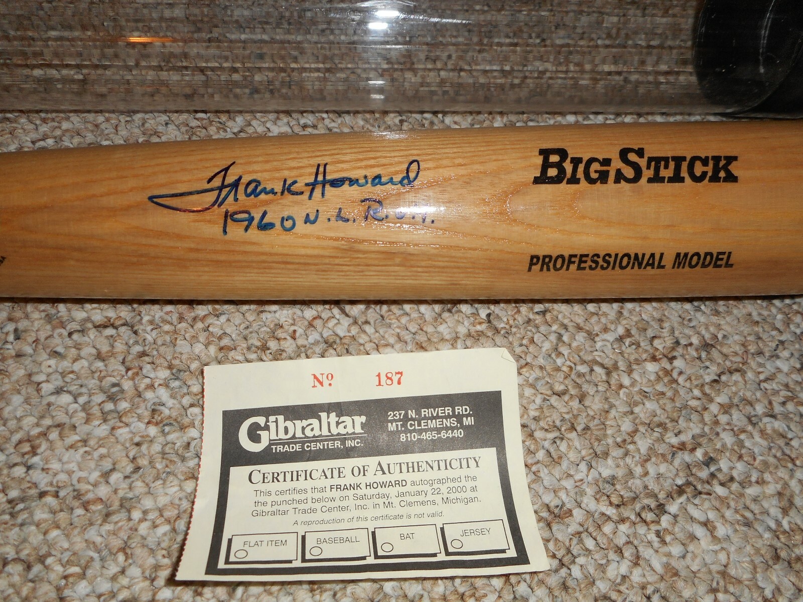 Frank Howard 1960 N.L. Rookie Of The year Autographed Rawlings Big Stick Bat 34