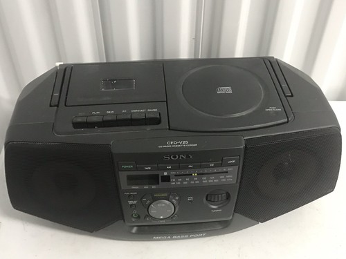 Sony CFD-V25 Boom Box CD Radio Cassette Recorder Mega Bass - Nice Unit!