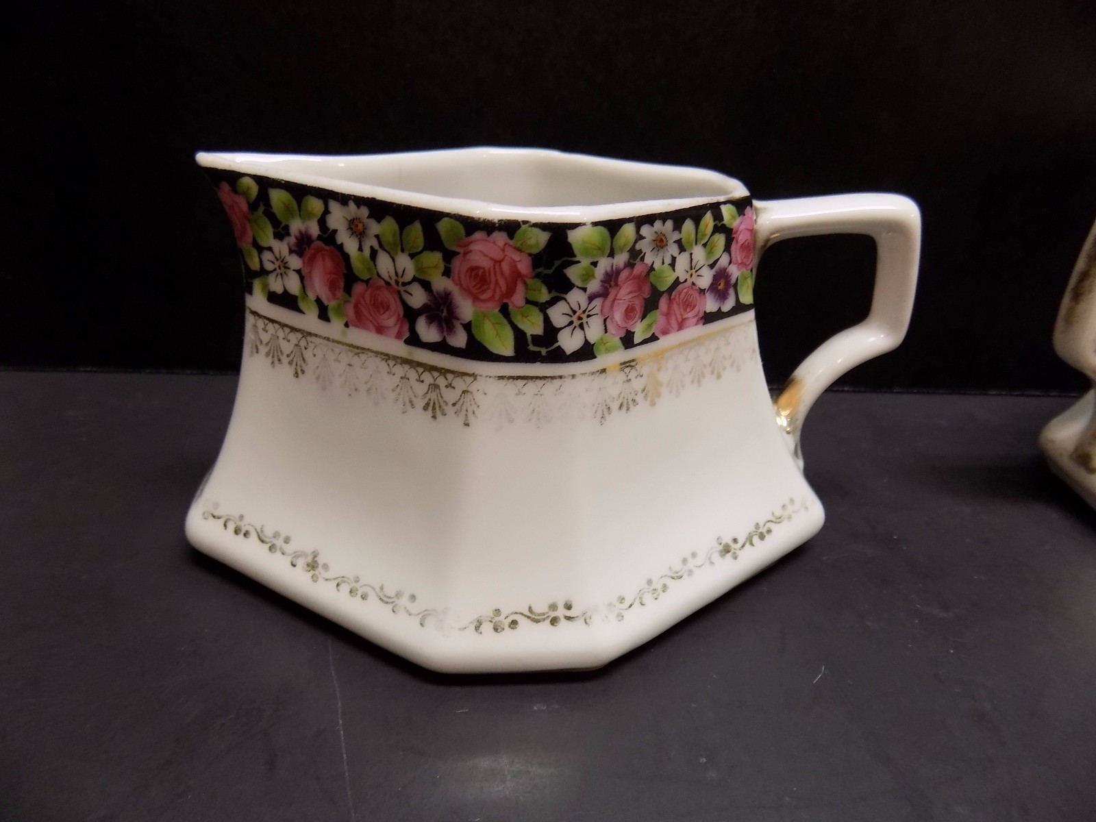 Very Old, Ornate Creamer & Covered Sugar Set, Made in Germany, Gold Trim-NICE!