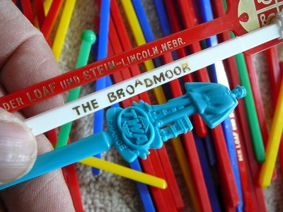 50 Vintage  SWIZZLE STIR STICKS - BROADMOOR - TWA - LOAF & STEIN - COLONY STEAK